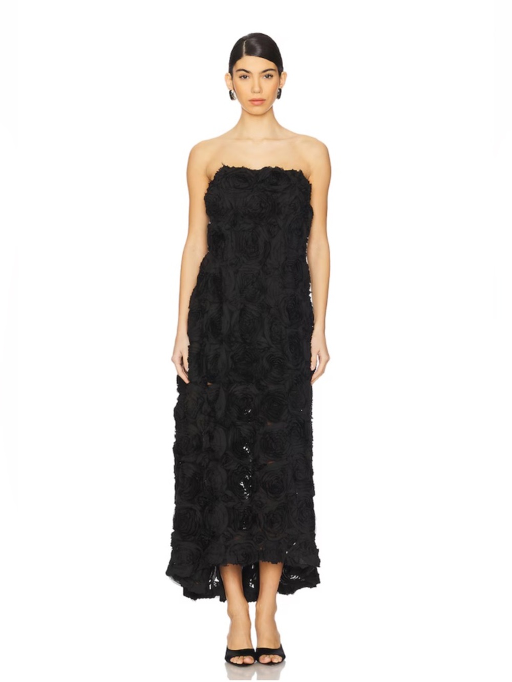 Elliatt Black Strapless Rosette Maxi Dress